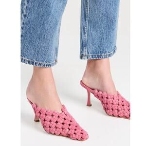 New A.W.A.K.E Mode Regina Weaved Mule in Pink Suede Women's Size EU 39